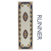 Royal Cream & Blue Traditional Hand Tufted Wool Runner Rug - Pendle Village Furniture